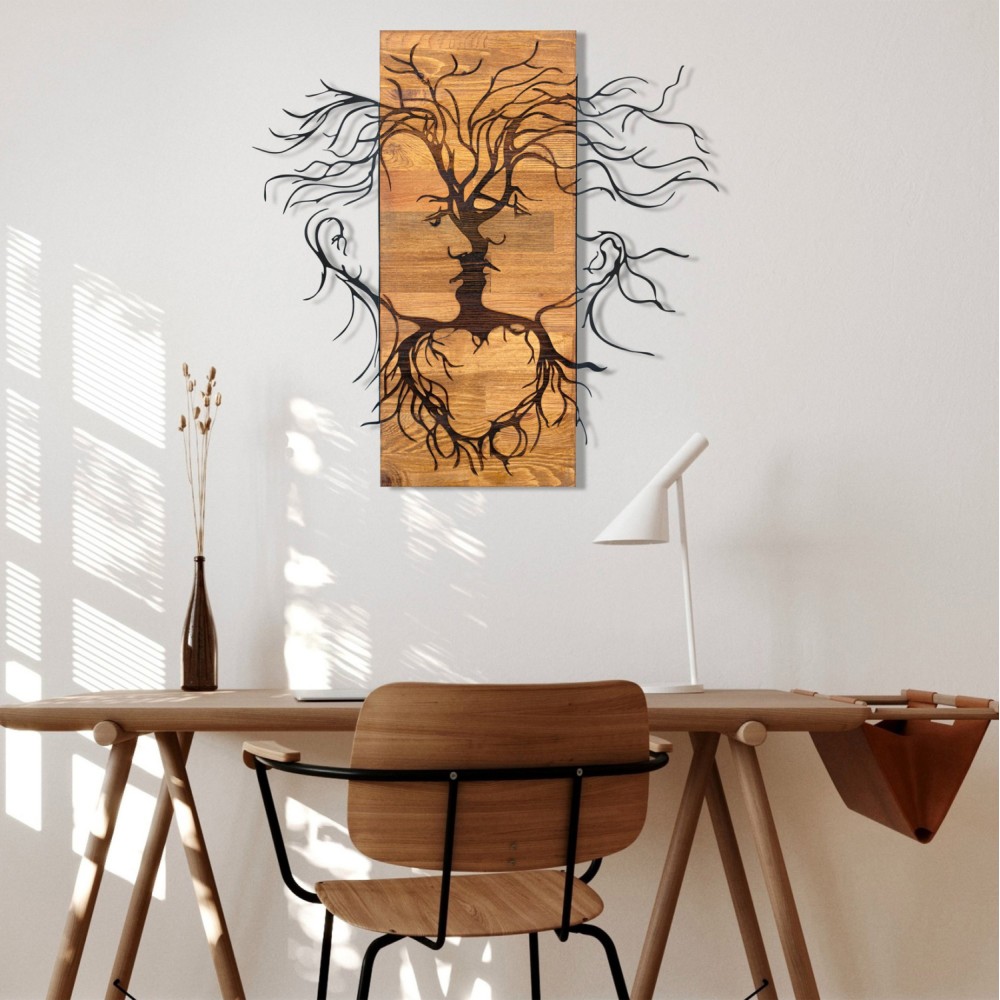 ΔΙΑΚΟΣΜΗΤΙΚΟ ΤΟΙΧΟΥ FACES HM4807-ΦΥΛΛΑ ΜΕΤΑΛΛΟΥ ΜΑΥΡΑ-ΞΥΛΟ 60x3(βάθος)x57,5Υεκ.