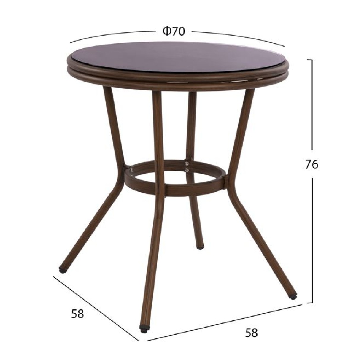 ΤΡΑΠΕΖΙ ΑΛΟΥΜΙΝΙΟΥ MOSES Φ70x76 εκ. BAMBOO LOOK HM5532.03 ΚΑΦΕ ΜΕ ΓΥΑΛΙ ΤΡΑΠΕΖΙ ΑΛΟΥΜΙΝΙΟΥ MOSES Φ70x76 εκ. BAMBOO LOOK HM5532.03 ΚΑΦΕ ΜΕ ΓΥΑΛΙ