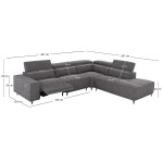 ΚΑΝΑΠΕΣ ΔΕΞΙΑ ΓΩΝΙΑ 5Θ ΜΕ RECLINE LUNARIS HM3316.01R ΓΚΡΙ ΥΦΑΣΜΑ 307x267x94Yεκ
