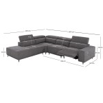 ΚΑΝΑΠΕΣ ΑΡΙΣΤΕΡΗ ΓΩΝΙΑ 5Θ ΜΕ RECLINE LUNARIS HM3316.01L ΓΚΡΙ ΥΦΑΣΜΑ 307x267x94Yεκ