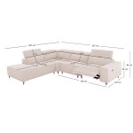 ΚΑΝΑΠΕΣ ΑΡΙΣΤΕΡΗ ΓΩΝΙΑ 5Θ ΜΕ RECLINE LUNARIS HM3316.02L ΕΚΡΟΥ ΥΦΑΣΜΑ 307x267x94Yεκ