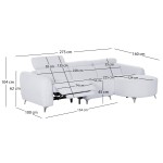 ΚΑΝΑΠΕΣ ΔΕΞΙΑ ΓΩΝΙΑ 3Θ ΜΕ RECLINE VALENTE HM3317.01R ΑΝΟΙΧΤΟ ΓΚΡΙ ΥΦΑΣΜΑ 275x160x104Yεκ