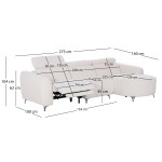 ΚΑΝΑΠΕΣ ΔΕΞΙΑ ΓΩΝΙΑ 3Θ ΜΕ RECLINE VALENTE HM3317.02R ΜΠΕΖ ΥΦΑΣΜΑ 275x160x104Yεκ