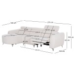 ΚΑΝΑΠΕΣ ΑΡΙΣΤΕΡΗ ΓΩΝΙΑ 3Θ ΜΕ RECLINE VALENTE HM3317.02L ΜΠΕΖ ΥΦΑΣΜΑ 275x160x104Yεκ