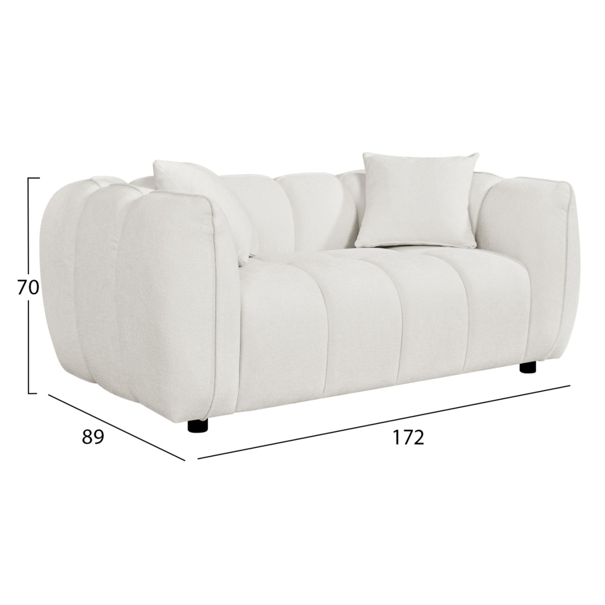 ΚΑΝΑΠΕΣ 2-ΘΕΣΙΟΣ LYKKE HM3324.02 ΕΚΡΟΥ ΥΦΑΣΜΑ 172x89x70Υεκ.