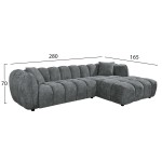 ΚΑΝΑΠΕΣ ΓΩΝΙΑ (ΔΕΞΙΑ) LYKKE HM3326.01R ΓΚΡΙ ΥΦΑΣΜΑ 280x89-165(η γωνία)x70Υεκ