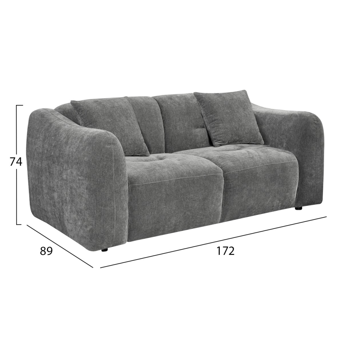 ΚΑΝΑΠΕΣ 2-ΘΕΣΙΟΣ JUNOA HM3334.01 ΓΚΡΙ ΥΦΑΣΜΑ 172x89x74Υεκ