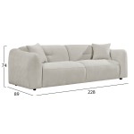 ΚΑΝΑΠΕΣ 3-ΘΕΣΙΟΣ JUNOA HM3333.02 ΕΚΡΟΥ ΥΦΑΣΜΑ 228x89x74Υεκ