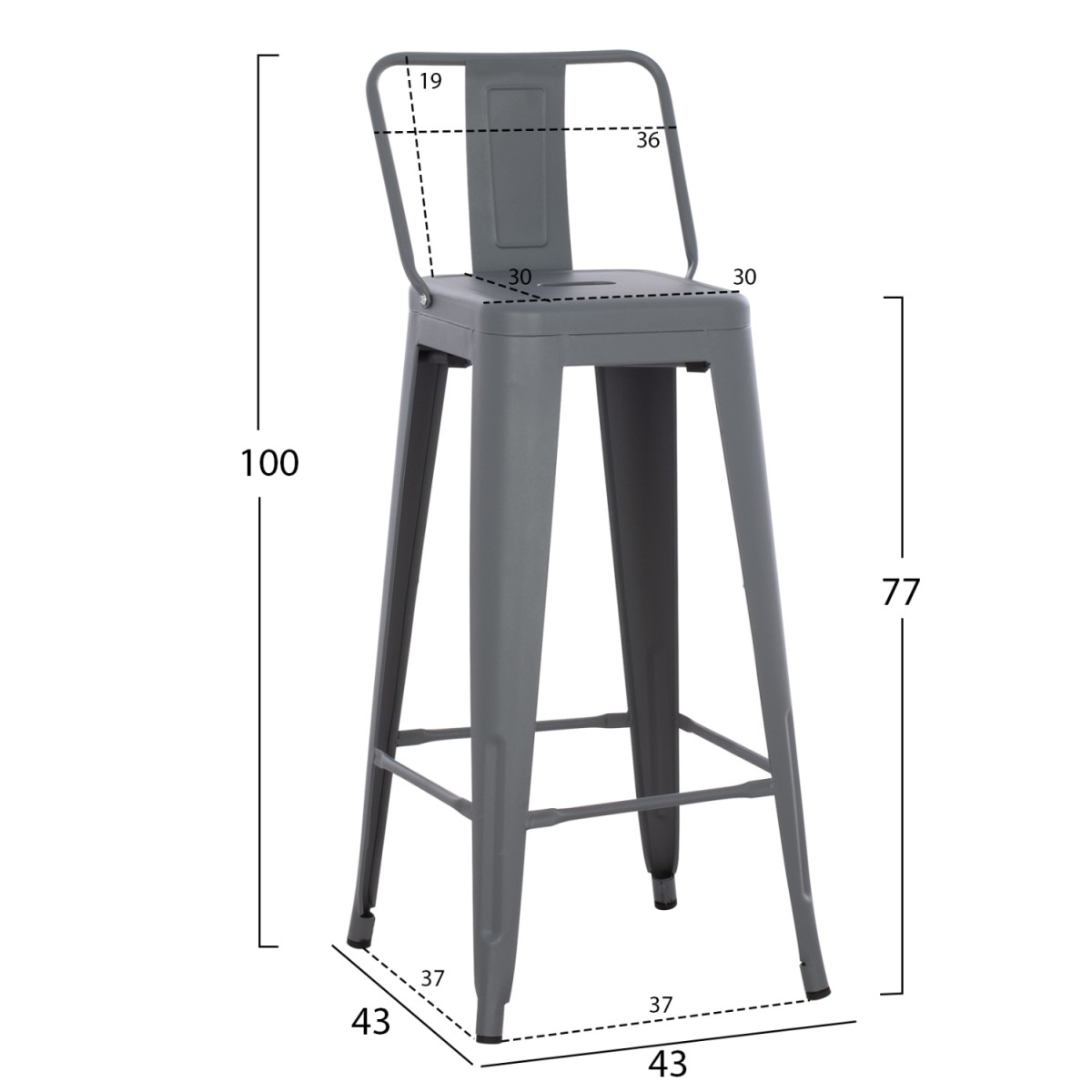 ΣΚΑΜΠΟ BAR ME ΠΛΑΤΗ ΜΕΤΑΛΛΙΚΟ MELITA-PRO HM8643.50 ΓΚΡΙ 42x42x100Υεκ. ΣΚΑΜΠΟ BAR ME ΠΛΑΤΗ ΜΕΤΑΛΛΙΚΟ MELITA-PRO HM8643.50 ΓΚΡΙ 42x42x100Υεκ.