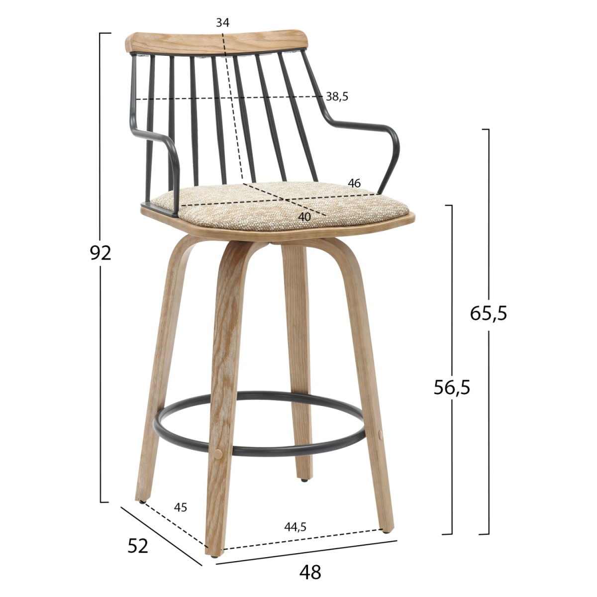 ΣΚΑΜΠΟ ΜΠΑΡ JUDI HM9985.01 WHITE WASH Κ.Π.-ΜΑΥΡΟ ΜΕΤΑΛΛΟ-ΜΠΕΖ ΥΦΑΣΜΑ 48x52x92Υεκ ΣΚΑΜΠΟ ΜΠΑΡ JUDI HM9985.01 WHITE WASH Κ.Π.-ΜΑΥΡΟ ΜΕΤΑΛΛΟ-ΜΠΕΖ ΥΦΑΣΜΑ 48x52x92Υεκ