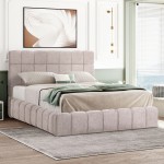 ΚΡΕΒΑΤΙ RAMON ΜΕ ΑΠΟΘ. ΧΩΡΟ HM720.10 ΥΦΑΣΜΑ TEDDY ΜΠΕΖ-ΓΙΑ ΣΤΡΩΜΑ 160x200εκ