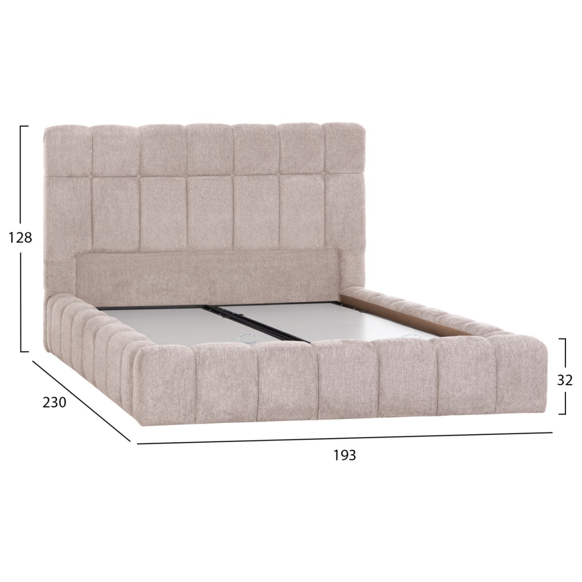 ΚΡΕΒΑΤΙ RAMON ΜΕ ΑΠΟΘ. ΧΩΡΟ HM720.10 ΥΦΑΣΜΑ TEDDY ΜΠΕΖ-ΓΙΑ ΣΤΡΩΜΑ 160x200εκ