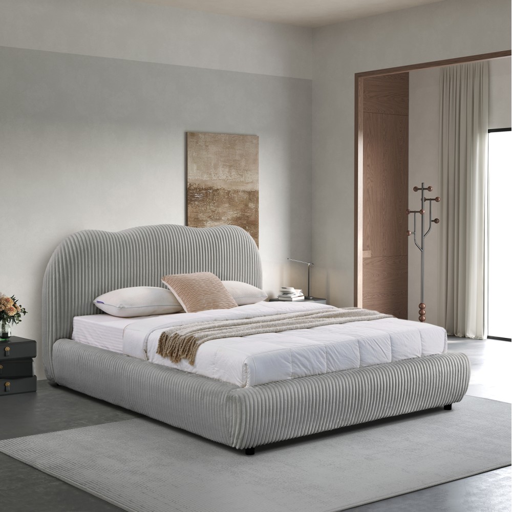 ΚΡΕΒΑΤΙ ΜΕ ΑΠΟΘ.ΧΩΡΟ KALLY HM729.01 ΓΚΡΙ FEAUX FUR ΥΦΑΣΜΑ--ΓΙΑ ΣΤΡΩΜΑ 160x200εκ