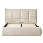 ΚΡΕΒΑΤΙ ΔΙΠΛΟ SANDRA HM732.03 ΜΠΕΖ ΥΦΑΣΜΑ & ΑΠΟΘΗΚΕΥΤΙΚΟΣ ΧΩΡΟΣ ΓΙΑ  ΣΤΡΩΜΑ 160x200εκ