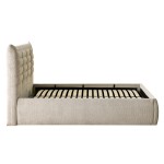 ΚΡΕΒΑΤΙ ΔΙΠΛΟ SANDRA HM732.03 ΜΠΕΖ ΥΦΑΣΜΑ & ΑΠΟΘΗΚΕΥΤΙΚΟΣ ΧΩΡΟΣ ΓΙΑ  ΣΤΡΩΜΑ 160x200εκ