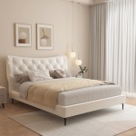 ΚΡΕΒΑΤΙ ΔΙΠΛΟ JILL HM737.03 ΥΦΑΣΜΑ ΣΕ ΜΠΕΖ--ΓΙΑ ΣΤΡΩΜΑ 160x200εκ.