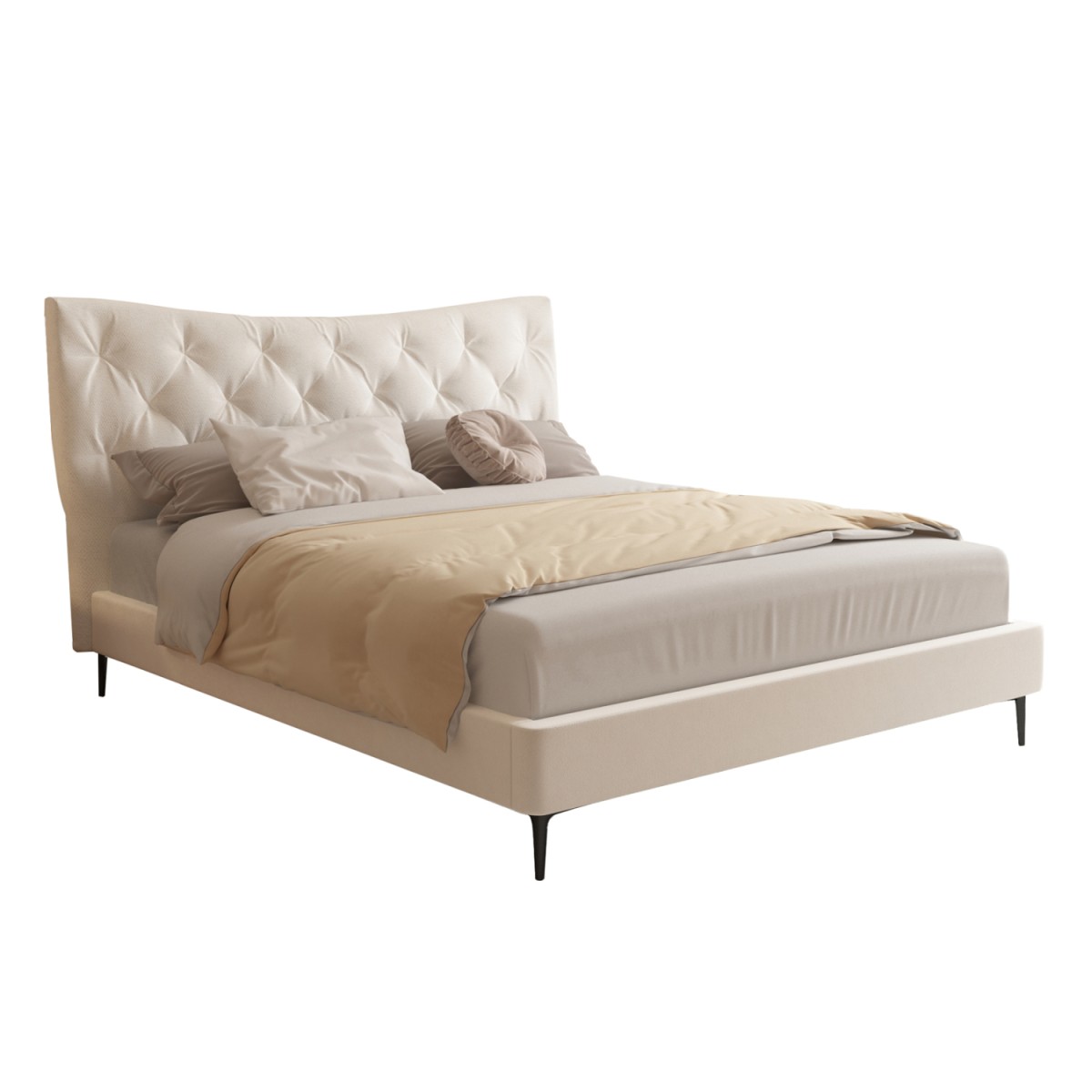 ΚΡΕΒΑΤΙ ΔΙΠΛΟ JILL HM737.03 ΥΦΑΣΜΑ ΣΕ ΜΠΕΖ--ΓΙΑ ΣΤΡΩΜΑ 160x200εκ.