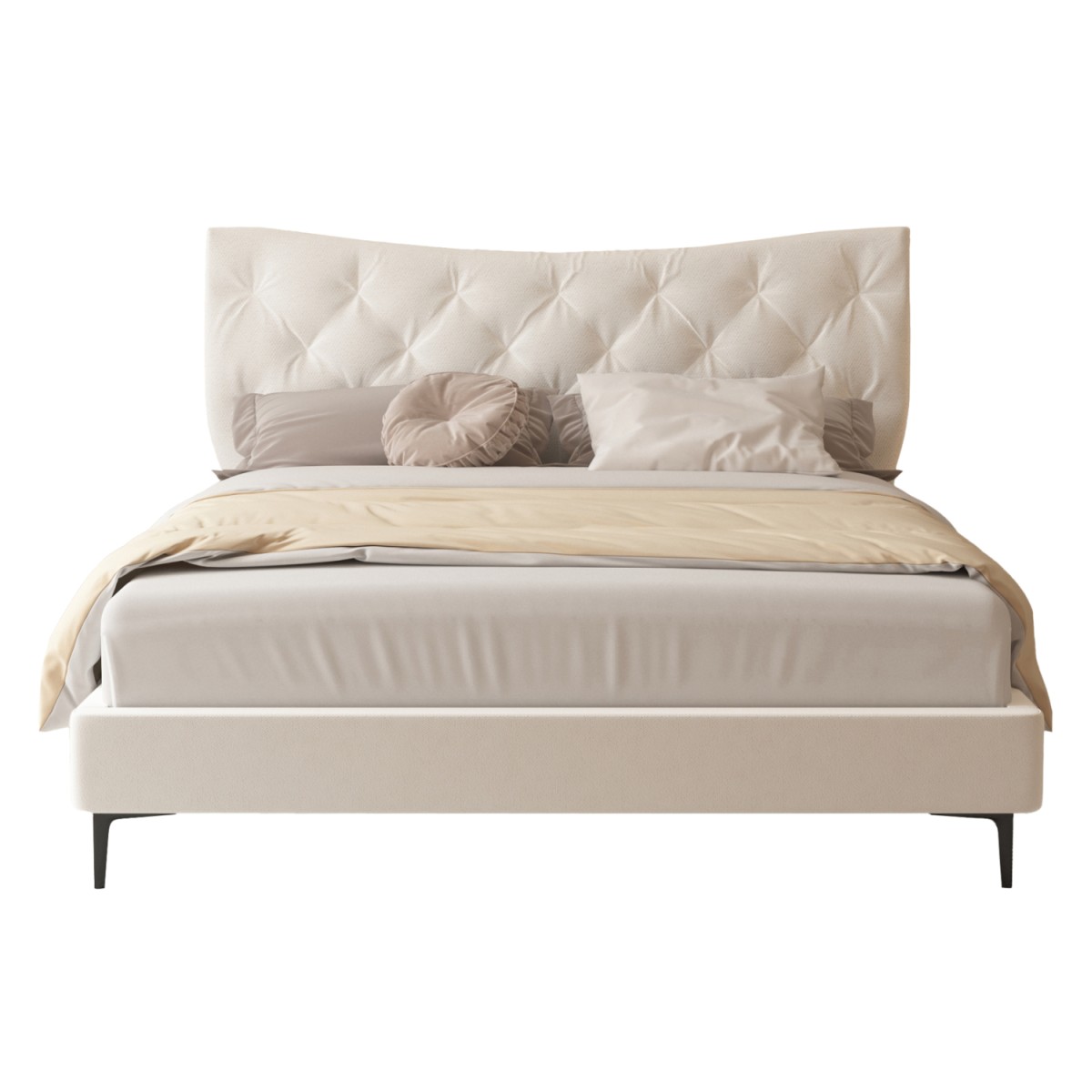 ΚΡΕΒΑΤΙ ΔΙΠΛΟ JILL HM737.03 ΥΦΑΣΜΑ ΣΕ ΜΠΕΖ--ΓΙΑ ΣΤΡΩΜΑ 160x200εκ.