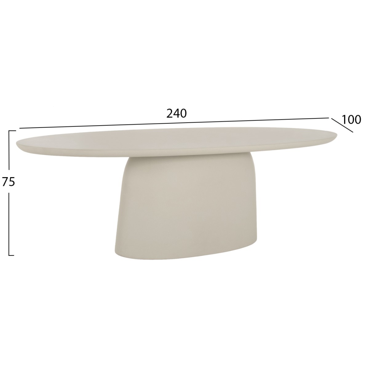 ΤΡΑΠΕΖΙ ΤΡΑΠΕΖΑΡΙΑΣ FIBER CEMENT ΟΒΑΛ BRECCAN HM6577.02 ΜΠΕΖ 240x100x75Υεκ.