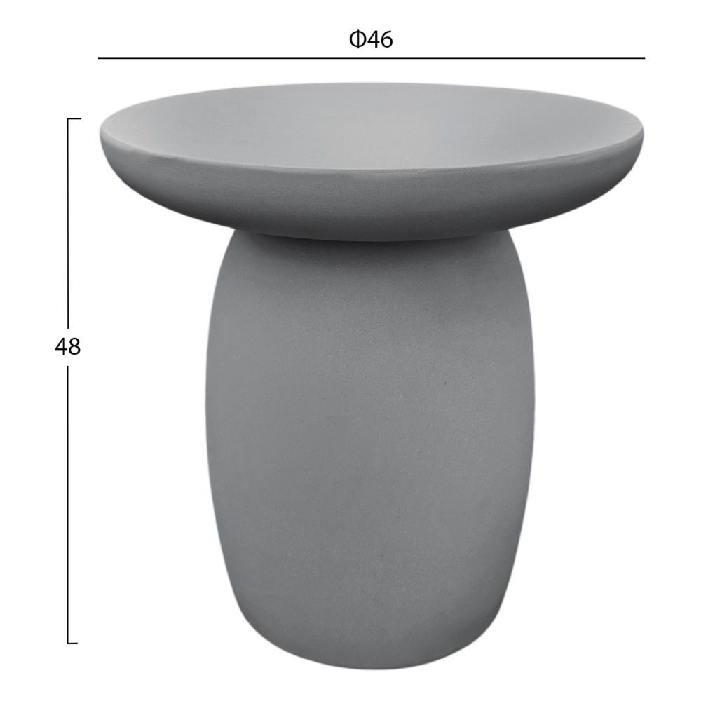 ΤΡΑΠΕΖΙ ΒΟΗΘΗΤΙΚΟ FIBER CEMENT ΣΤΡΟΓΓΥΛΟ HIKARI HM6593.01 ΓΚΡΙ Φ46x48Υεκ.
