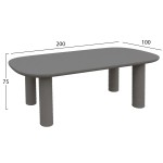 ΤΡΑΠΕΖΙ ΤΡΑΠΕΖΑΡΙΑΣ KIORA HM6597.01 ΓΚΡΙ FIBER CEMENT 200x100x75Υεκ