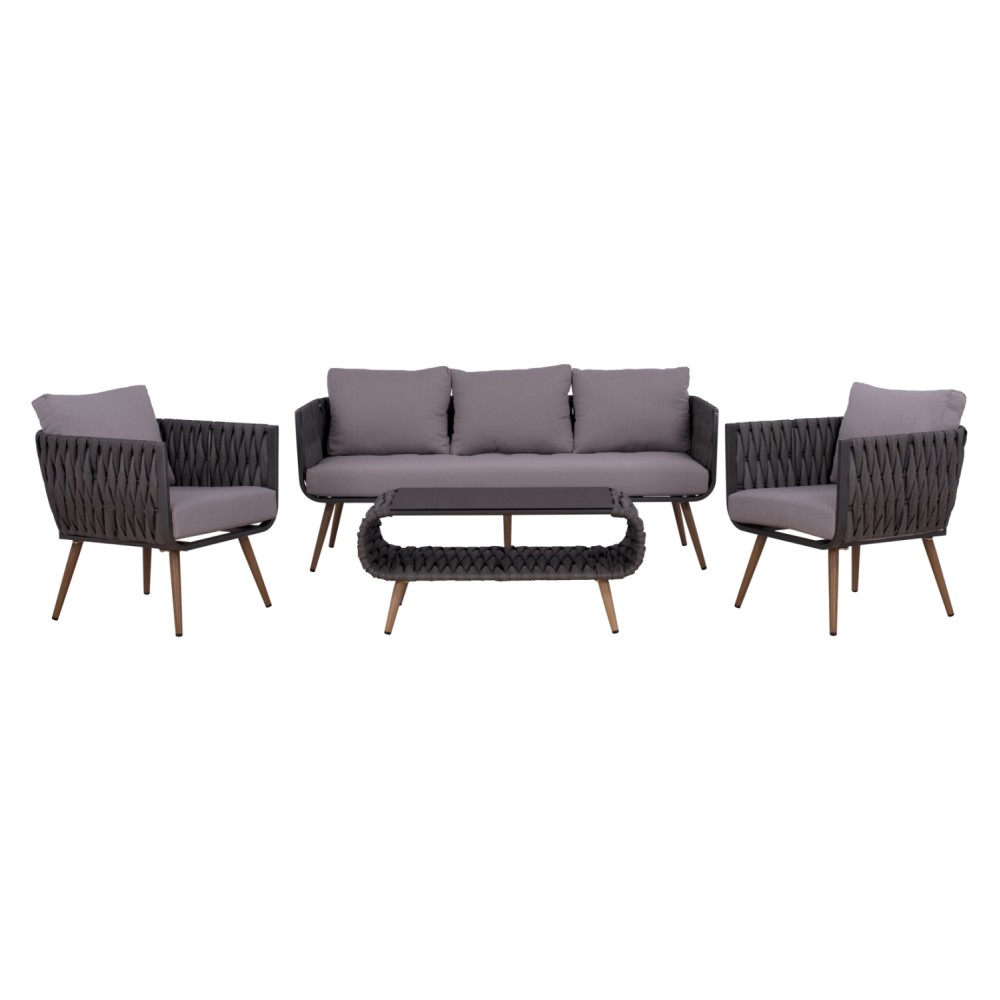 ΣΕΤ ΣΑΛΟΝΙ 4ΤΜΧ ΑΛΟΥΜΙΝΙΟΥ ΜΕ WICKER ΓΚΡΙ HM5282.11