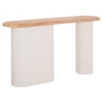 ΚΟΝΣΟΛΑ ΣΕΙΡΑ SANTORINI HM18338 ΤΟΠ ΞΥΛΟ ΕΛΑΤΟΥ-ΒΑΣΗ ΥΠΟΛΕΥΚΟ MDF 150x35x82Υεκ.