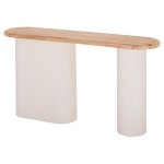 ΚΟΝΣΟΛΑ ΣΕΙΡΑ SANTORINI HM18338 ΤΟΠ ΞΥΛΟ ΕΛΑΤΟΥ-ΒΑΣΗ ΥΠΟΛΕΥΚΟ MDF 150x35x82Υεκ.