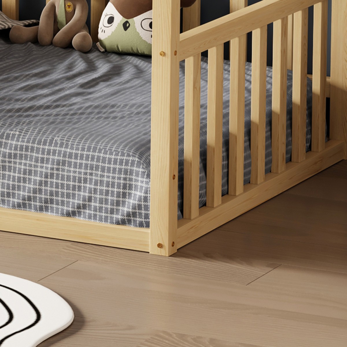 ΚΡΕΒΑΤΙ ΠΑΙΔΙΚΟ ΜΕ ΚΑΓΚΕΛΟ HOUSER HM706.01 τ.MONTESSORI ΞΥΛΟ ΠΕΥΚΟ ΦΥΣΙΚΟ-190x90εκ