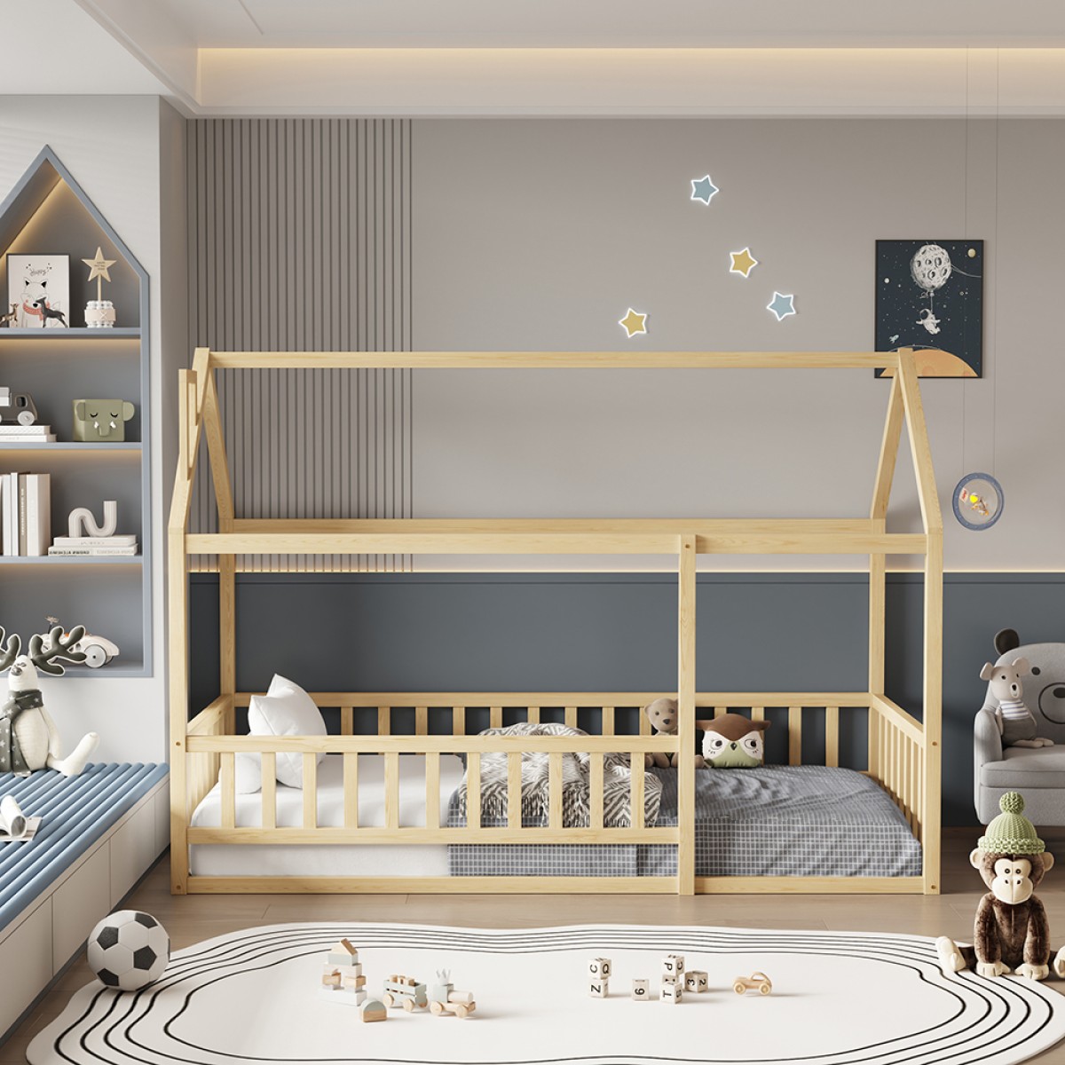 ΚΡΕΒΑΤΙ ΠΑΙΔΙΚΟ ΜΕ ΚΑΓΚΕΛΟ HOUSER HM706.01 τ.MONTESSORI ΞΥΛΟ ΠΕΥΚΟ ΦΥΣΙΚΟ-190x90εκ