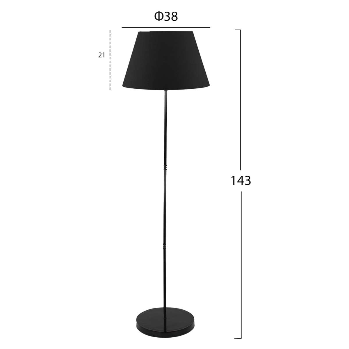 ΦΩΤΙΣΤΙΚΟ ΔΑΠΕΔΟΥ ΜΕΤΑΛΛΙΚΟ ΜΑΥΡΟ HM7610.02 Φ38x143 εκ. ΦΩΤΙΣΤΙΚΟ ΔΑΠΕΔΟΥ ΜΕΤΑΛΛΙΚΟ ΜΑΥΡΟ HM7610.02 Φ38x143 εκ.