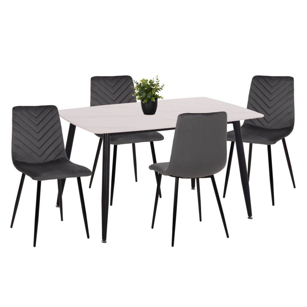 ΣΕΤ ΤΡΑΠΕΖΑΡΙΑΣ 5ΤΜΧ LATRELL HM21192 ΤΡΑΠΕΖΙ ΚΕΡΑΜΙΚΟ TOP-ΒΕΛΟΥΔΟ ΓΚΡΙ ΚΑΡΕΚΛΕΣ