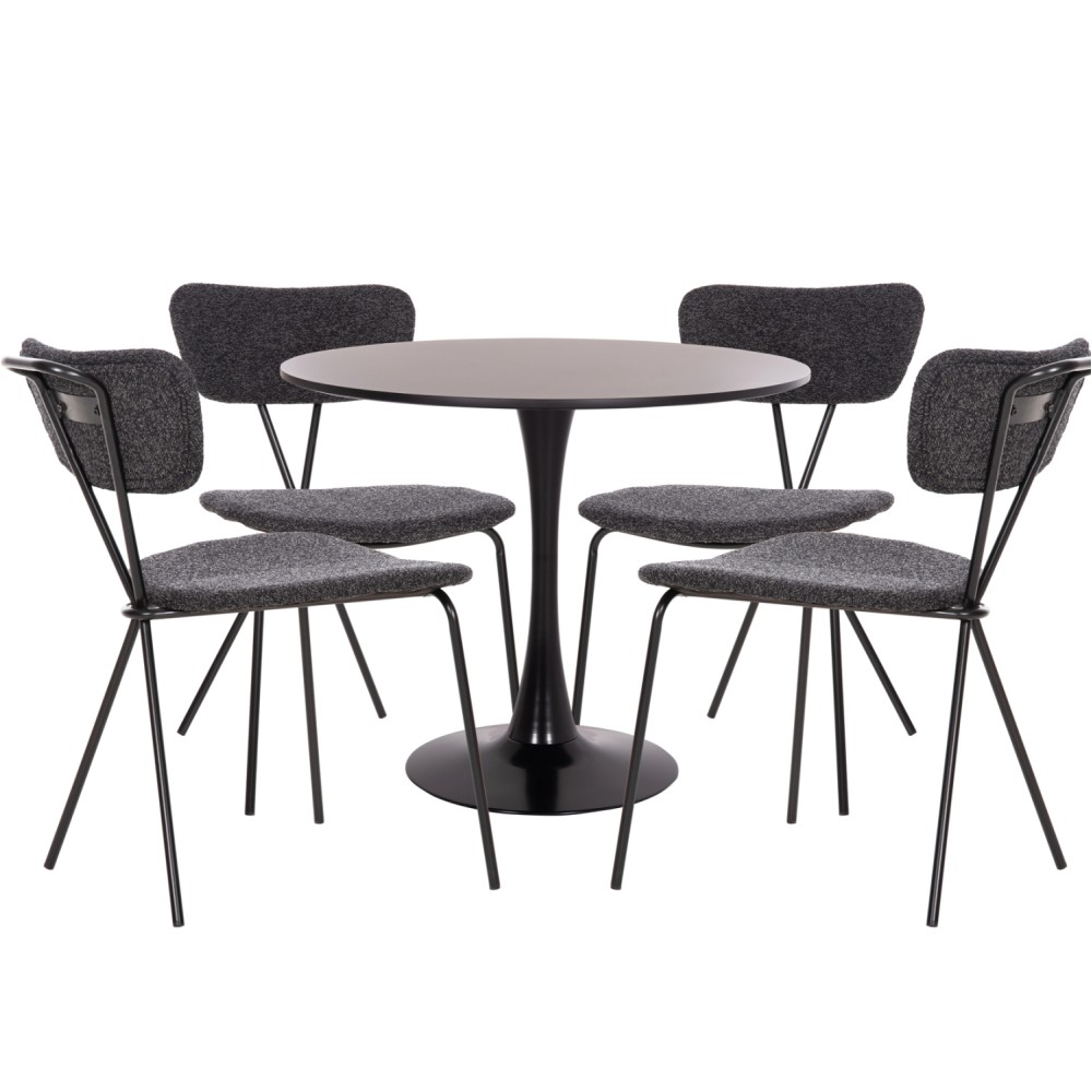 ΣΕΤ ΤΡΑΠΕΖΑΡΙΑΣ 5ΤΜΧ BROLIN HM21200 MDF TOP & ΜΕΤΑΛΛΟ ΜΑΥΡΟ-ΣΚΟΥΡΟ ΓΚΡΙ ΥΦΑΣΜΑ