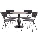 ΣΕΤ ΤΡΑΠΕΖΑΡΙΑΣ 5ΤΜΧ BROLIN HM21200 MDF TOP & ΜΕΤΑΛΛΟ ΜΑΥΡΟ-ΣΚΟΥΡΟ ΓΚΡΙ ΥΦΑΣΜΑ