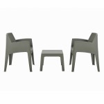 ΣΕΤ 3ΤΜΧ ΠΟΛΥΠΡΟΠΥΛΕΝΙΟΥ SLEEK HM21267.05 ΤΡΑΠΕΖΑΚΙ & 2 ΠΟΛΥΘΡΟΝΕΣ-DARK OLIVE GREEN