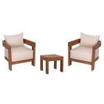 LOUNGE ΣΕΤ KIOTO HM10960 ΤΡΑΠΕΖΑΚΙ & 2 ΠΟΛΥΘΡΟΝΕΣ--ΞΥΛΟ TEAK--ΜΠΕΖ ΜΑΞΙΛΑΡΙΑ