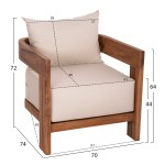 LOUNGE ΣΕΤ KIOTO HM10960 ΤΡΑΠΕΖΑΚΙ & 2 ΠΟΛΥΘΡΟΝΕΣ--ΞΥΛΟ TEAK--ΜΠΕΖ ΜΑΞΙΛΑΡΙΑ