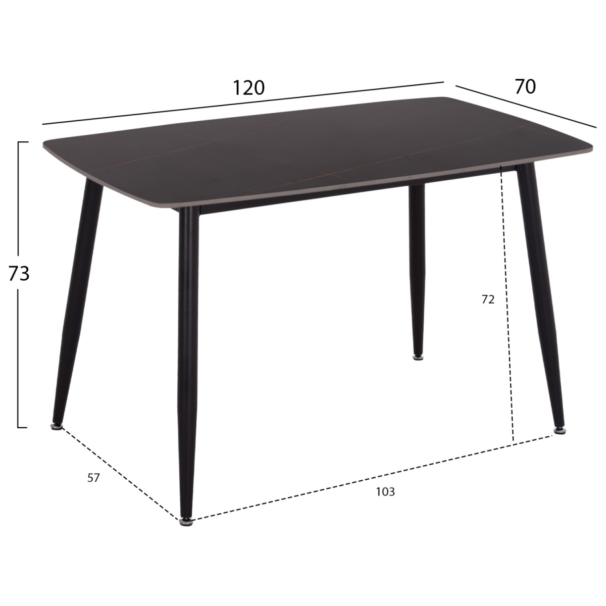 ΣΕΤ ΤΡΑΠΕΖΑΡΙΑΣ 5ΤΜΧ RAVEN HM21067.02 ΚΕΡΑΜΙΚΟ TOP ΜΑΥΡΟ ΜΑΡΜΑΡΟ--ΜΕΤΑΛΛΟ
