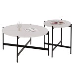 ΣΕΤ 2ΤΜΧ ΤΡΑΠΕΖΙΑ ΣΑΛΟΝΙΟΥ RONDA HM21089.04 MDF ΛΕΥΚΟ ΜΑΡΜΑΡΟ Φ80εκ & Φ50εκ ΣΕΤ 2ΤΜΧ ΤΡΑΠΕΖΙΑ ΣΑΛΟΝΙΟΥ RONDA HM21089.04 MDF ΛΕΥΚΟ ΜΑΡΜΑΡΟ Φ80εκ & Φ50εκ