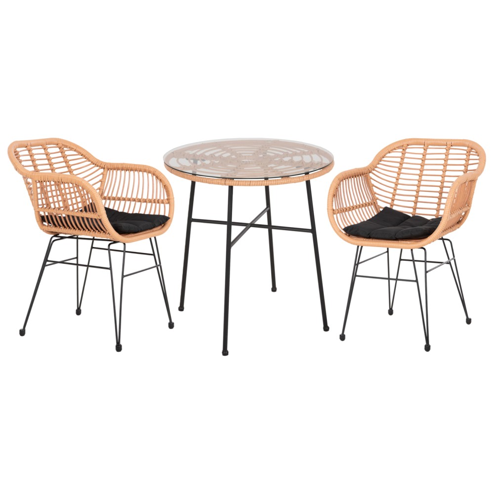 ΣΕΤ ΕΞΩΤΕΡΙΚΟΥ ΧΩΡΟΥ 3ΤΜΧ ALLEGRA HM10476 WICKER ΜΠΕΖ-ΜΕΤΑΛΛΟ ΜΑΥΡΟ