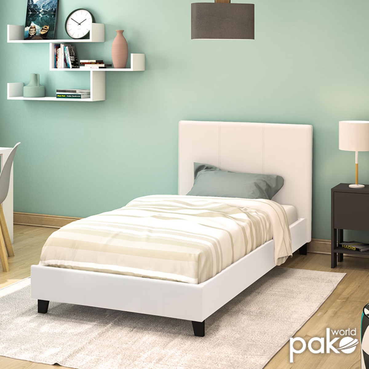 Κρεβάτι Nevil pakoworld 100x200 PU χρώμα λευκό ματ Κρεβάτι Nevil pakoworld 100x200 PU χρώμα λευκό ματ