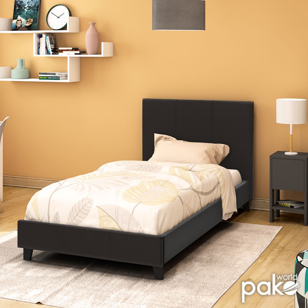 Κρεβάτι Nevil pakoworld 100x200 PU χρώμα μαύρο ματ Κρεβάτι Nevil pakoworld 100x200 PU χρώμα μαύρο ματ