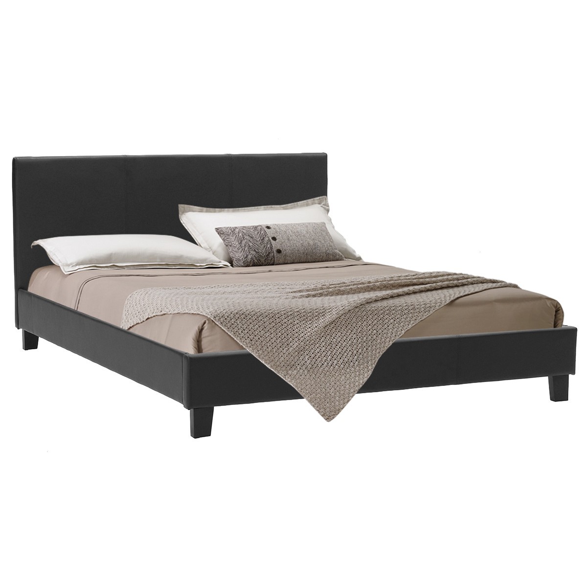 Κρεβάτι Nevil pakoworld 150x200 PU χρώμα μαύρο ματ Κρεβάτι Nevil pakoworld 150x200 PU χρώμα μαύρο ματ