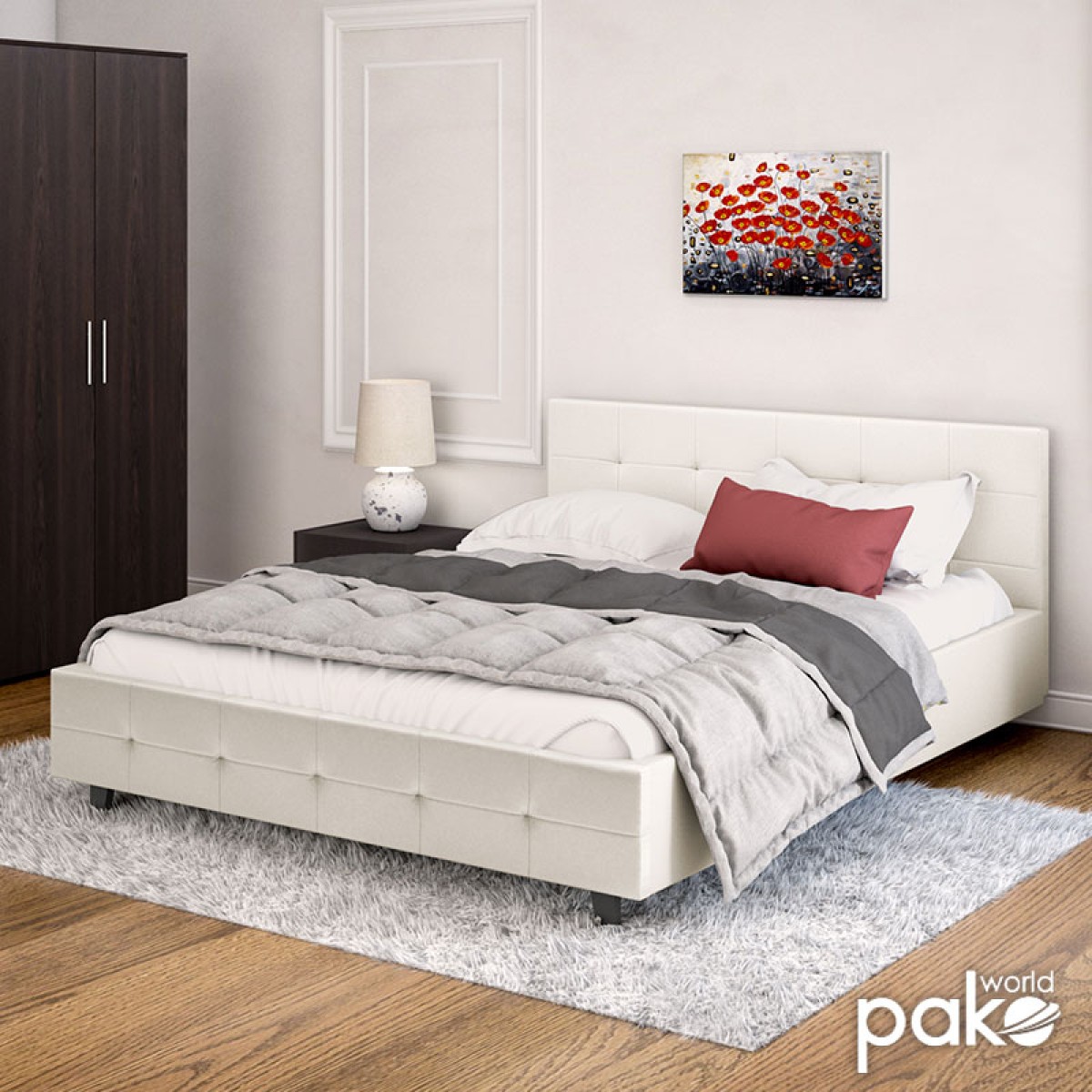 Κρεβάτι Roi pakoworld 160x200 PU λευκό ματ + αποθηκευτικό χώρο Κρεβάτι Roi pakoworld 160x200 PU λευκό ματ + αποθηκευτικό χώρο
