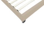 Κρεβάτι Nevil pakoworld ύφασμα εκρού με ξύλινο μαύρο πόδι 90x190εκ