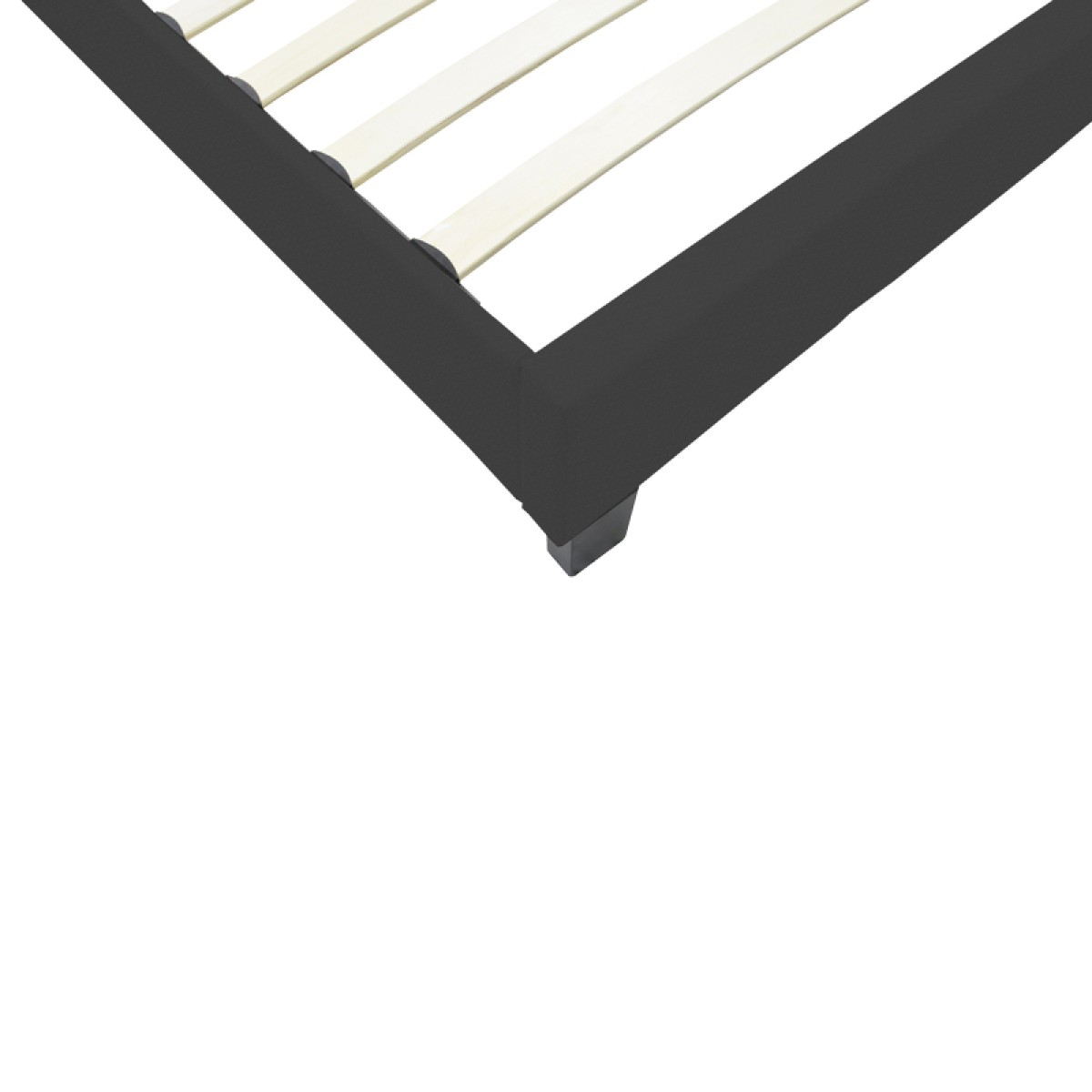 Κρεβάτι Nevil pakoworld ύφασμα ανθρακί με ξύλινο μαύρο πόδι 90x190εκ