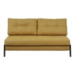 Καναπές 2θέσιος-κρεβάτι Fancy pakoworld ύφασμα σε κίτρινη απόχρωση με μαύρο πόδι 150x92x77εκ