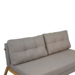 Καναπές 2θέσιος-κρεβάτι Fancy pakoworld ύφασμα σε μπεζ απόχρωση με φυσικό πόδι 150x92x77εκ