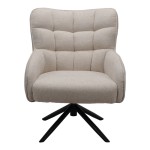 Πολυθρόνα Fremilia pakoworld περιστρεφόμενη γκρι-μπεζ ύφασμα με μαύρη μεταλλική βάση 75x80x94εκ