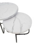 Tραπέζια σαλονιού Crismory pakoworld σετ 2τεμ MDF σε απόχρωση λευκό μαρμάρου και μαύρα μεταλλικά πόδια Tραπέζια σαλονιού Crismory pakoworld σετ 2τεμ MDF σε απόχρωση λευκό μαρμάρου και μαύρα μεταλλικά πόδια